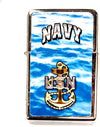 Navy Pocket Lighter Flip-Top Metal Chrome United States US Military