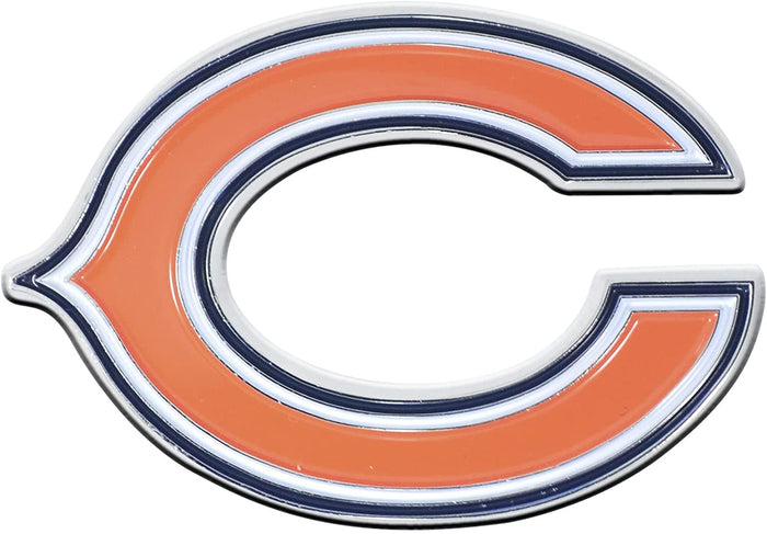 Chicago Bears Premium Solid Metal Raised Auto Emblem, C Logo, Shape Cut, Adhesive Backing