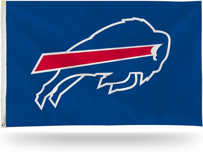 Buffalo Bills 3x5 Foot Flag Banner, Metal Grommets, Indoor or Outdoor Use, Single Sided, Blue Background