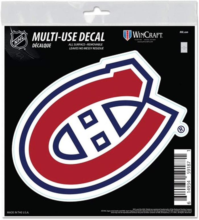 Montreal Canadiens 6 Inch Decal Sticker, Flat Vinyl, Die Cut, Primary Design, Full Adhesive Backing