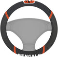 Cincinnati Bengals Steering Wheel Cover Premium Embroidered Black 15 Inch
