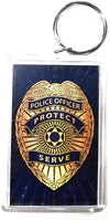 Police 2x3 Acrylic Keychain w/1" Keyring Decal Logo Emblem United States US