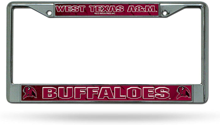 West Texas A&M University Buffaloes Premium Metal License Plate Frame Chrome Tag Cover, 12x6 Inch