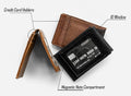 Houston Texans Premium Brown Leather Wallet, Front Pocket Magnetic Money Clip, Laser Engraved, Vegan