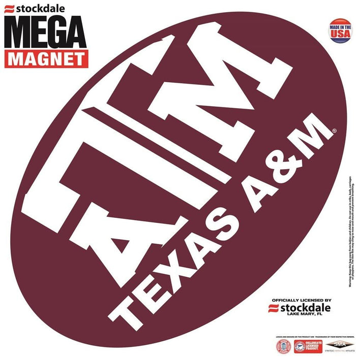 Texas A&M University Aggies 12 Inch Magnet Mega Logo Design Oval