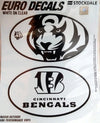 Cincinnati Bengals 2-Piece White and Clear Euro Decal Sticker Set, 4x2.5 Inch Each