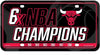 Chicago Bulls Metal Auto Tag License Plate, 6-Time Champions, 6x12 Inch