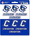 Creighton University Bluejays 12-Piece Mini Decal Sticker Set, 5x6 Inch Sheet, Gift for football fans for any hard surfaces around home, automotive, personal items