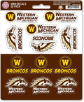 Western Michigan University Broncos 12-Piece Mini Decal Sticker Set, 5x6 Inch Sheet, Gift for football fans for any hard surfaces around home, automotive, personal items by Fielders Choice