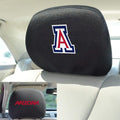 University of Arizona Wildcats Pair of Premium Auto Head Rest Covers, Embroidered, Black Elastic, 14x10 Inch