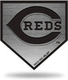 Cincinnati Reds Solid Metal Auto Emblem, Silver Chrome Color, Antique Nickel Design, Raised, 3.5 Inch, Adhesive Tape Backing