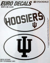 Indiana University Hoosiers 2-Piece White and Clear Euro Decal Sticker Set, 4x2.5 Inch Each