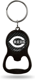 Cincinnati Reds Premium Solid Metal Keychain Bottle Opener, Carbon Fiber Design