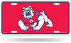 Fresno State University Bulldogs Metal Auto Tag License Plate, Red Design, 6x12 Inch