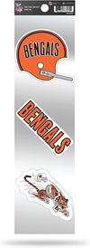 Cincinnati Bengals NFL 3-Piece Retro Spirit Decals, Team Color, Size of individual decals will vary