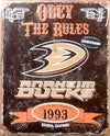 Anaheim Ducks Large 14.5x11.5 Inch Heavy Duty Metal Wall Pub Sign Embossed Vintage Design
