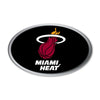 Miami Heat Premium Aluminum Metal Auto Emblem, Raised 3D Effect, Oval Shape, Full Adhesive Backing