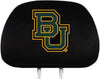 Baylor University Bears Premium Embroidered Black Auto Head Rest Covers Black Elastic, 14x10 Inch