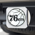 Philadelphia 76ers Hitch Cover Solid Metal with Raised Chrome Metal Emblem 2" Square Type III