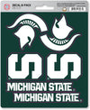 Michigan State University Spartans 6-Piece Decal Sticker Set, 5x6 Inch Sheet, Gift for football fans for any hard surfaces around home, automotive, personal items