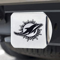 Miami Dolphins Hitch Cover Solid Metal with Raised Chrome Metal Emblem 2" Square Type III