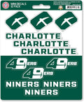 University of North Carolina Charlotte 49ers 12-Piece Mini Decal Sticker Set, 5x6 Inch Sheet, Gift for football fans for any hard surfaces around home, automotive, personal items by Fielders Choice