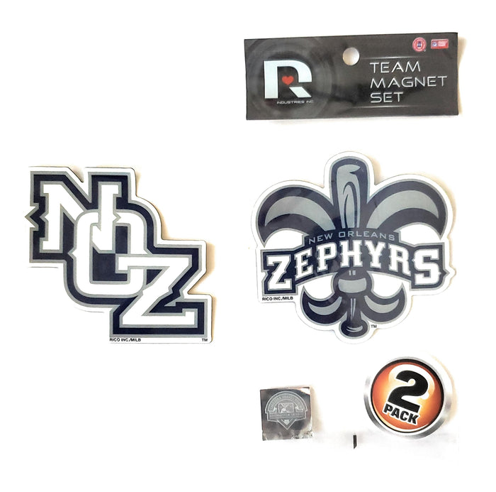 New Orleans Zephyrs 2-Piece Die Cut Team Logo Magnet Set, 3 Inch Magnets, Home or Auto Use, Officially Licensed, Made in the USA