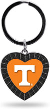 Tennessee Volunteers NCAA Rhinestone Heart Colored Keychain, Black, 3-inches in length