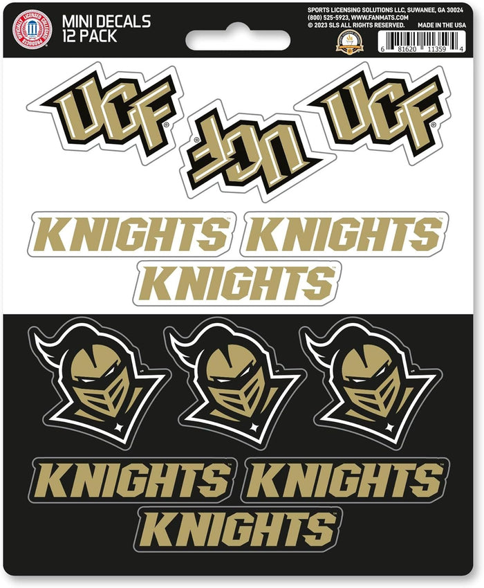 University of Central Florida UCF Knights 12-Piece Mini Decal Sticker Set, 5x6 Inch Sheet, Gift for football fans for any hard surfaces around home, automotive, personal items by Fielders Choice