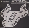 University of South Florida Bulls USF 12 Inch Decal Sticker, Metallic Chrome Shimmer Design