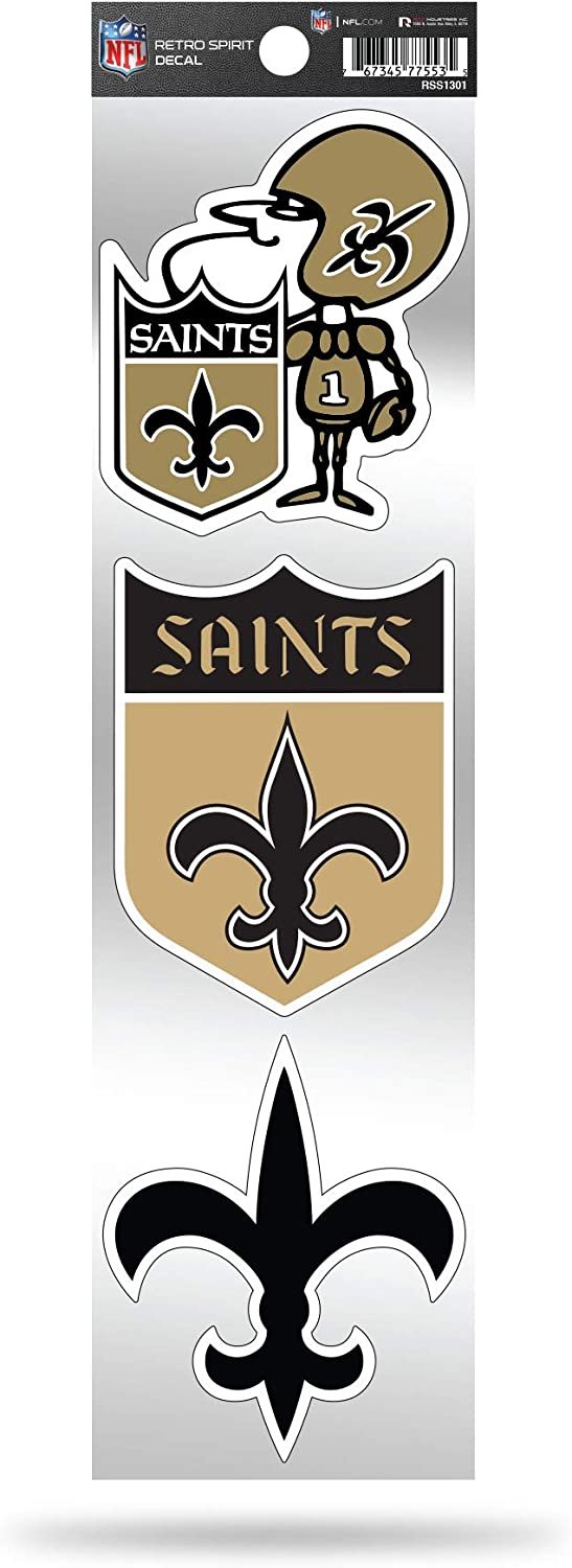 New Orleans Saints NFL 3-Piece Retro Spirit Decals, Team Color, Size of individual decals will vary by Fielders Choice