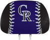 Colorado Rockies Pair of Premium Auto Head Rest Covers, Full Color Printed, Elastic, 14x10 Inch