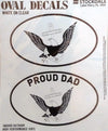 U.S. Navy, Proud Dad, 2-Piece White and Clear Euro Decal Sticker Set, 4x2.5 Inch Each, United States Military