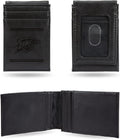 Oklahoma City Thunder Premium Black Leather Wallet, Front Pocket Magnetic Money Clip, Laser Engraved, Vegan