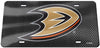 Anaheim Ducks Premium Laser Cut Tag License Plate, Carbon Fiber Design, Mirrored Acrylic Inlaid, 6x12 Inch
