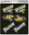 Towson University Tigers 6-Piece Decal Sticker Set, 5x6 Inch Sheet, Gift for football fans for any hard surfaces around home, automotive, personal items