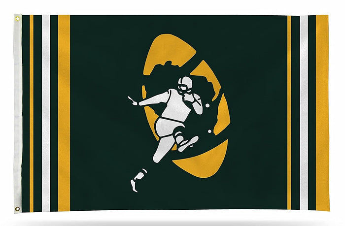 Green Bay Packers Premium 3x5 Feet Flag Banner, Retro Logo, Metal Grommets, Outdoor Indoor, Single Sided