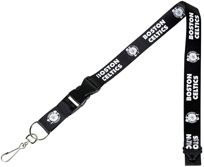 Boston Celtics Premium 2-sided Lanyard Keychain, Blackout Design, Breakaway Clip