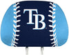 Tampa Bay Rays Pair of Premium Auto Head Rest Covers, Full Color Printed, Elastic, 14x10 Inch