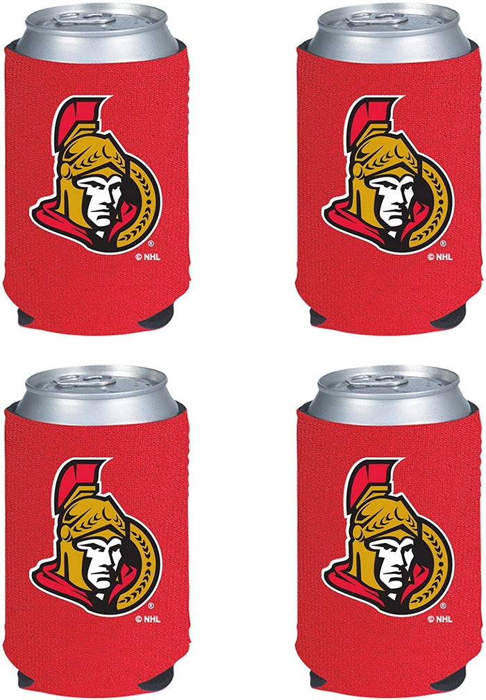 Ottawa Senators 4-Pack of 12oz Drink Can Cooler Insulated Neoprene Beverage Holder, Logo Design