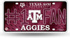 Texas A&M University Aggies Metal Auto Tag License Plate, #1 Fan Design, 6x12 Inch