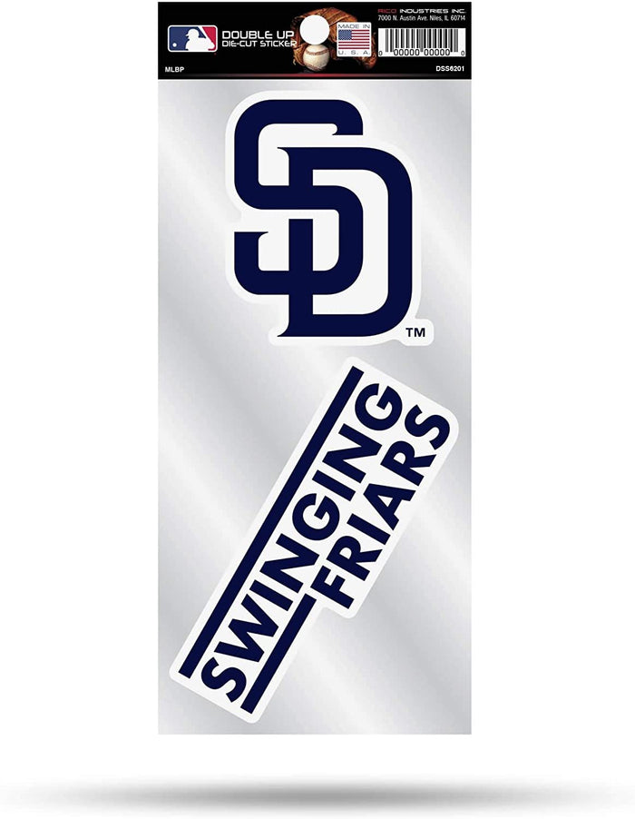 San Diego Padres 2-Piece Double Up Die Cut Sticker Decal Sheet, 4x8 Inch
