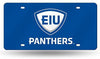 Eastern Illinois University Panthers Premium Laser Cut Tag License Plate, Mirrored Acrylic, Inlaid, Blue, 12x6 Inch