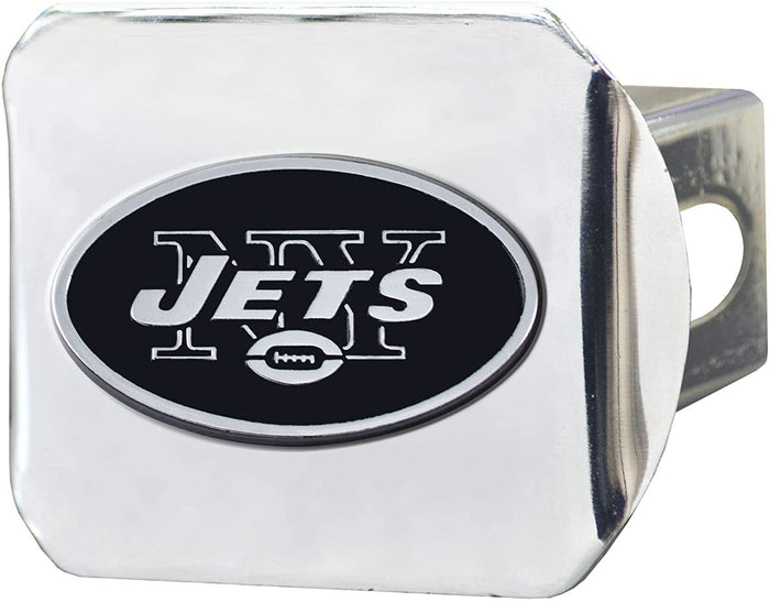 New York Jets Hitch Cover Solid Metal with Raised Chrome Metal Emblem 2" Square Type III