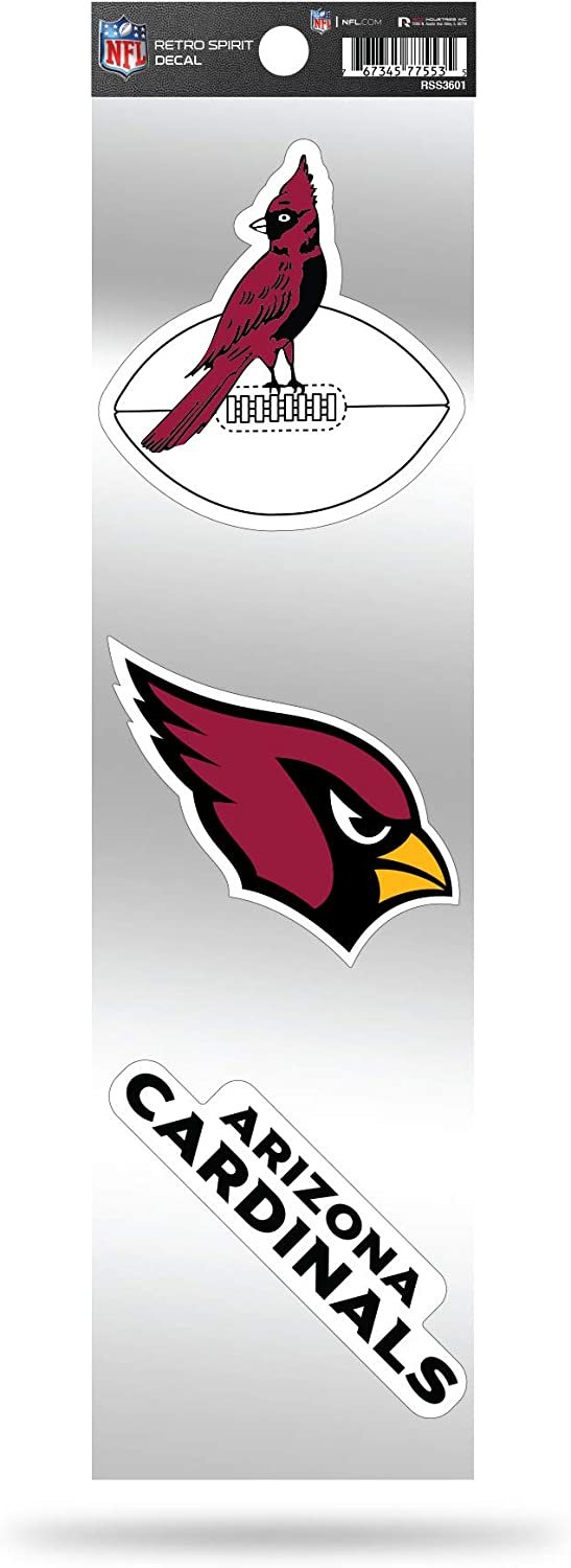 Arizona Cardinals NFL 3-Piece Retro Spirit Decals, Team Color, Size of individual decals will vary by Fielders Choice