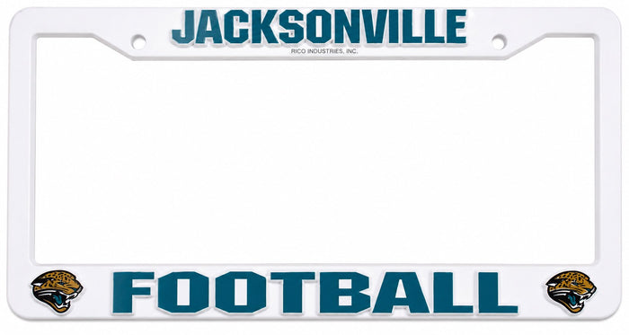 Jacksonville Jaguars License Plate Frame White Plastic 12x6 Inch Officially Licensed