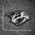 Nashville Predators Auto Emblem, Silver Chrome Color, Raised Molded Plastic, 3.5 Inch, Adhesive Tape Backing