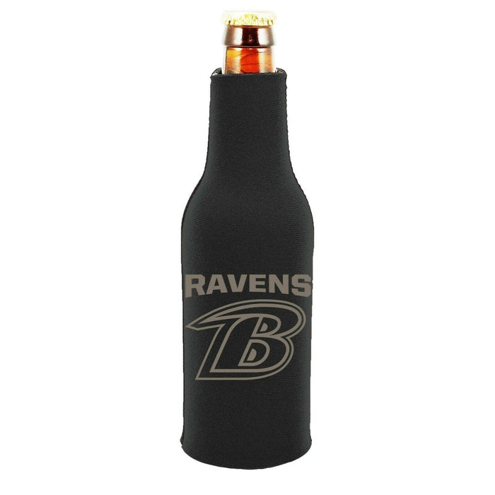 Baltimore Ravens 2-PACK Zipper BOTTLE Tonal Black Koozie Neoprene Holder Coolie