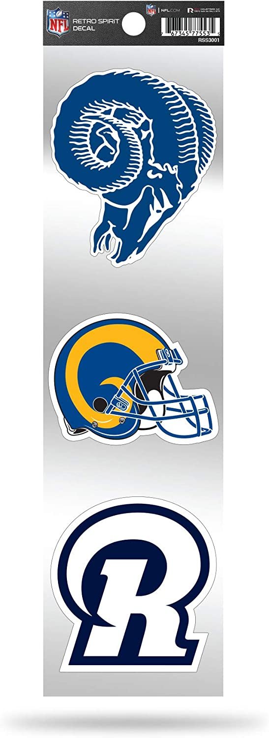 Los Angeles Rams NFL 3-Piece Retro Spirit Decals, Team Color, Size of Individual Decals Will Vary by Fielders Choice