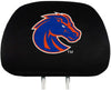 Boise State University Broncos Pair of Premium Auto Head Rest Covers, Embroidered, Black Elastic, 14x10 Inch